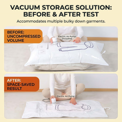 Heavy-Duty Hanging Vacuum Storage Bags for Closet Organization, Clear Space Saving Garment Bags with Hook