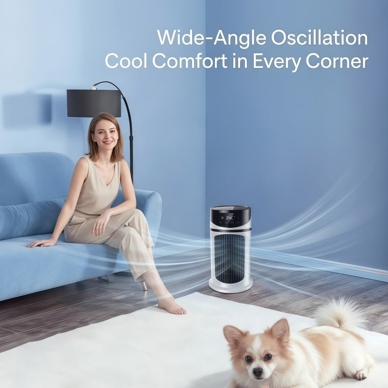 3-in-1 Portable Evaporative Air Cooler & Humidifier – Desk Tower Fan with LED Touch Screen, 6 Speeds & 12H Timer