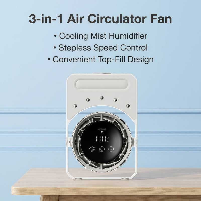 Portable Desktop Air Cooler & Humidifier – 500ml Top-Fill Tank, 100 Speed Stepless Adjustment