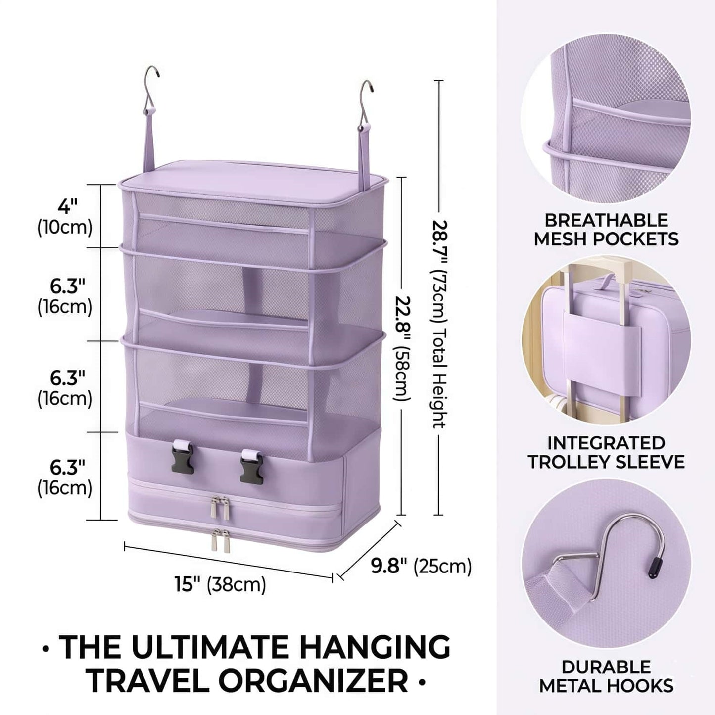 5-Tier Foldable Hanging Travel Packing Organizer | Portable Luggage Packing Cube & Closet System
