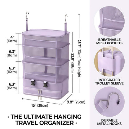 5-Tier Foldable Hanging Travel Packing Organizer | Portable Luggage Packing Cube & Closet System