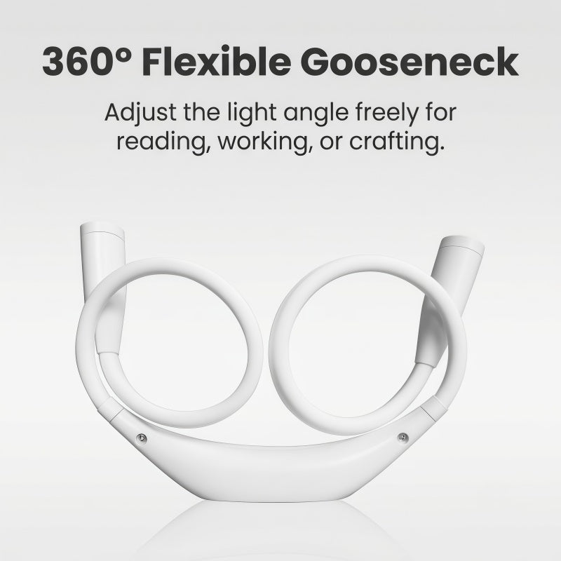 Rechargeable LED Neck Reading Light – Hands-Free Flexible Gooseneck Book Light with 3 Color Modes & Stepless Dimming