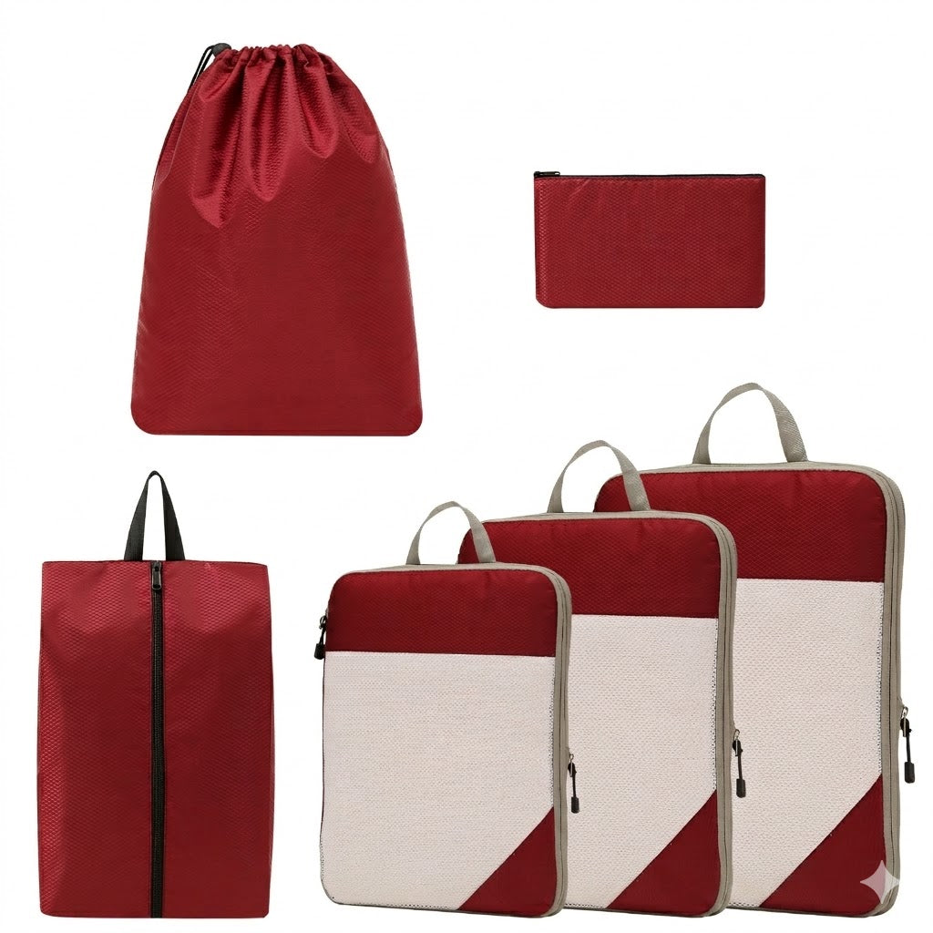 Compression Travel Packing Cubes & Organizer Set - Water-Resistant Ripstop Nylon