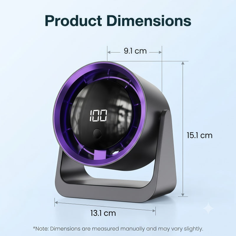 2-in-1 Turbo Desk & Wall Mount Personal Cooling Fan – Smart LED Display, 100 Speed Settings & 180° Vertical Tilt