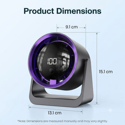 2-in-1 Turbo Desk & Wall Mount Personal Cooling Fan – Smart LED Display, 100 Speed Settings & 180° Vertical Tilt