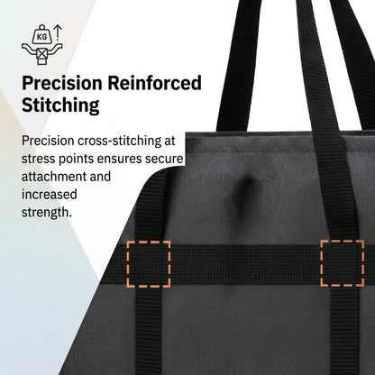 Heavy Duty Reusable Insulated Grocery Bag - Thermal Food Delivery Cooler Bag, Black