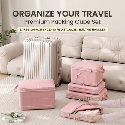 Premium Expandable Compression Packing Cubes Set, Dual-Compartment Travel Luggage Organizers