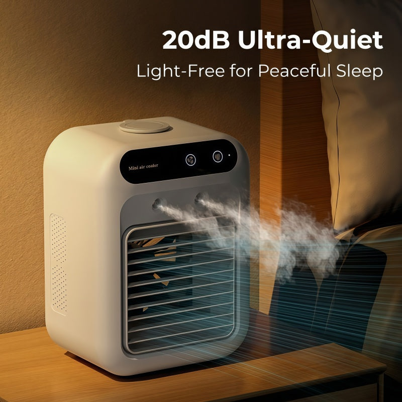 Portable Misting Desk Fan, 500ml Evaporative Air Cooler with Smart Touch Screen & 2 Speeds