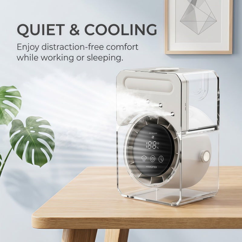 Portable Desktop Air Cooler & Humidifier – 500ml Top-Fill Tank, 100 Speed Stepless Adjustment
