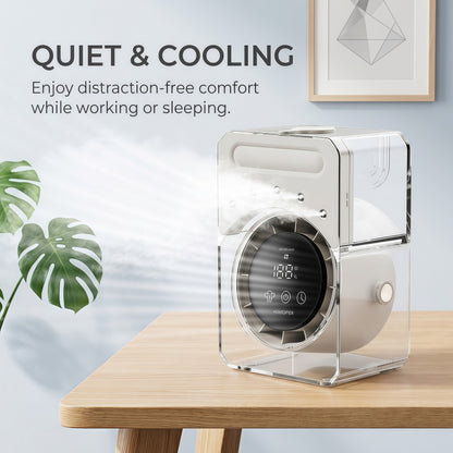 Portable Desktop Air Cooler & Humidifier – 500ml Top-Fill Tank, 100 Speed Stepless Adjustment