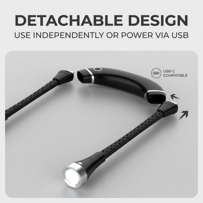 Rechargeable LED Neck Reading Light – Hands-Free Flexible Book Light with 3 Color Modes & Power Bank