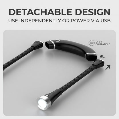 Rechargeable LED Neck Reading Light – Hands-Free Flexible Book Light with 3 Color Modes & Power Bank