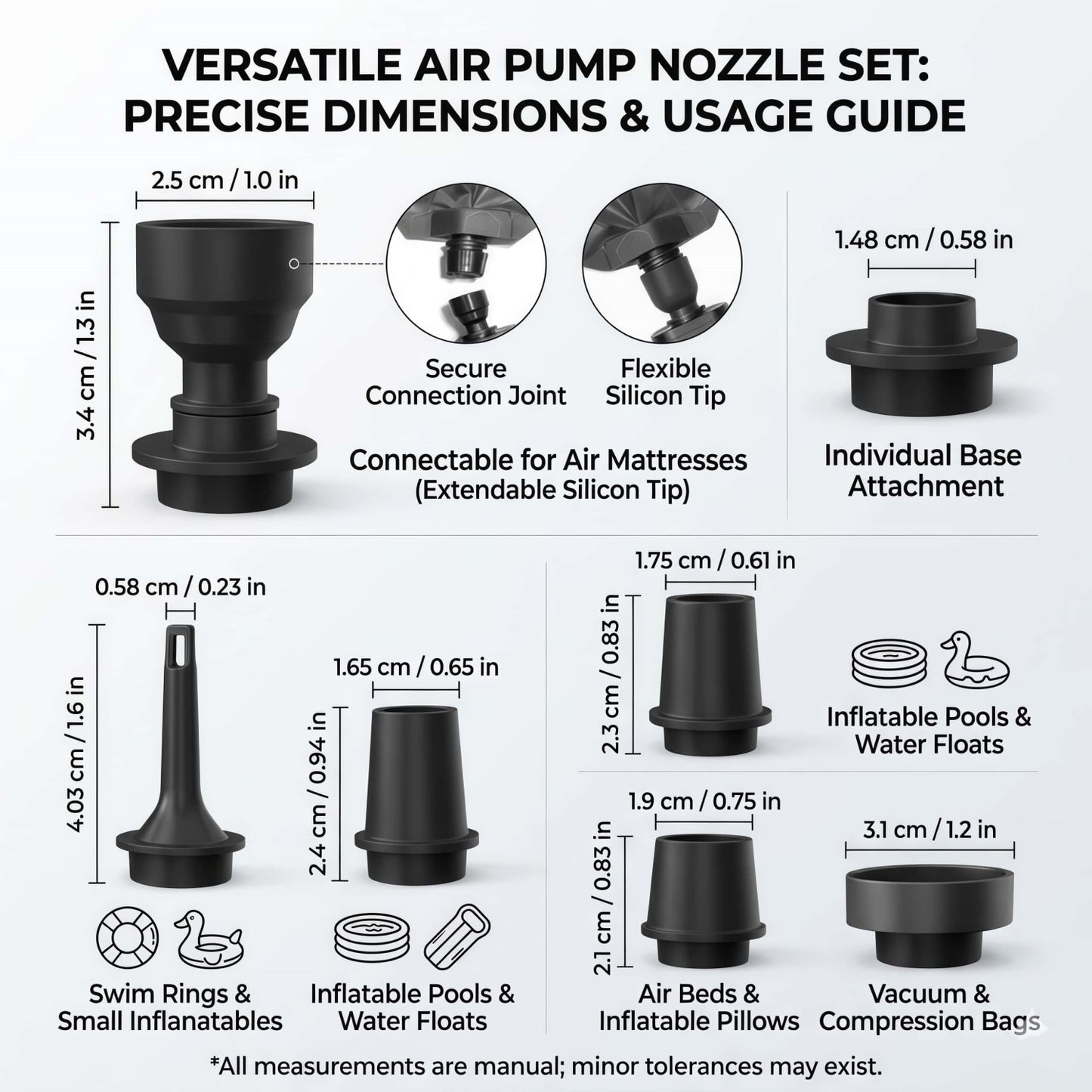 Portable Mini Air Pump - Rechargeable Electric Inflator & Deflator for Air Mattresses and Pool Floats - Black