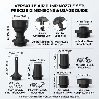 Portable Mini Air Pump - Rechargeable Electric Inflator & Deflator for Air Mattresses and Pool Floats - Black