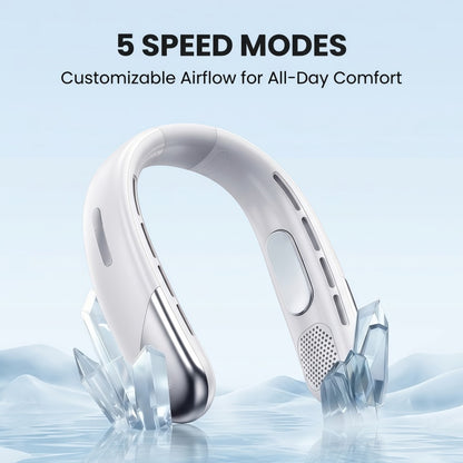 Portable Bladeless Neck Fan – 360° Cooling, 5-Speed Personal Wearable Fan with Smart LED Display & TEC Cooling Plate