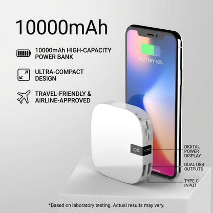 10000mAh Mini Portable Power Bank – Ultra-Compact External Battery Charger with Digital LED Display