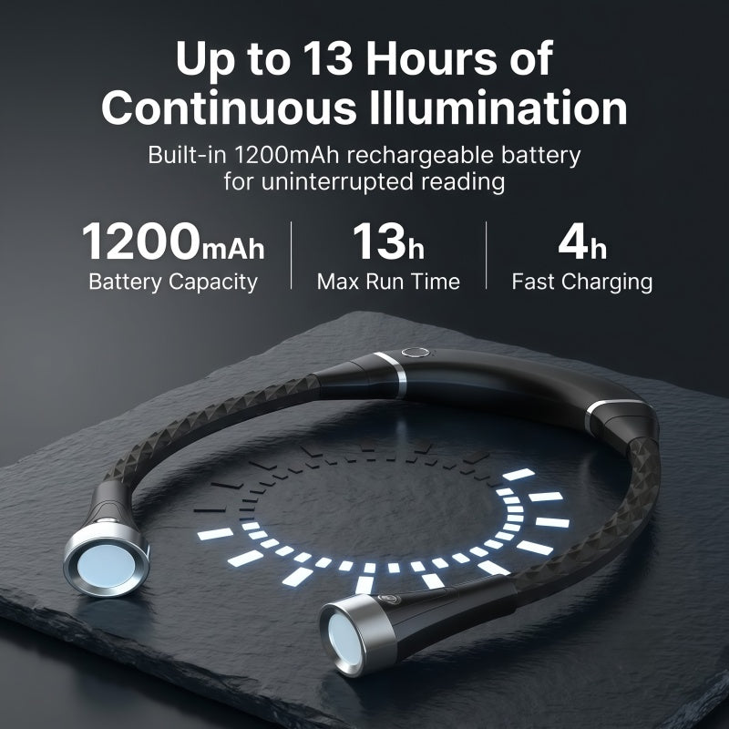 Rechargeable LED Neck Reading Light – Hands-Free Flexible Book Light with 3 Color Modes & Power Bank