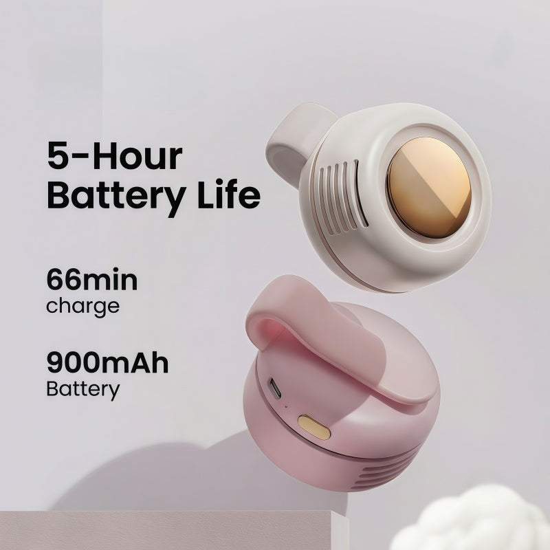 Portable Bladeless Clip-On Fan – 360° Airflow Personal Wearable Pocket Fan