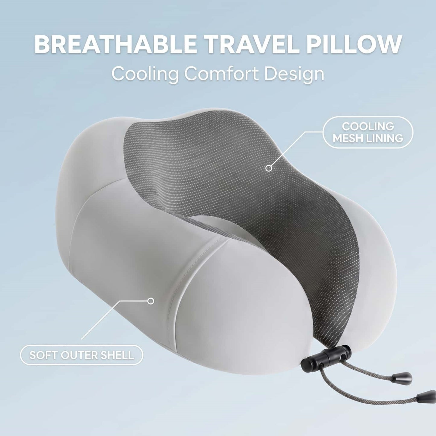 Ergonomic U-Shaped Memory Foam Travel Neck Pillow with Cooling Mesh and Carrying Case