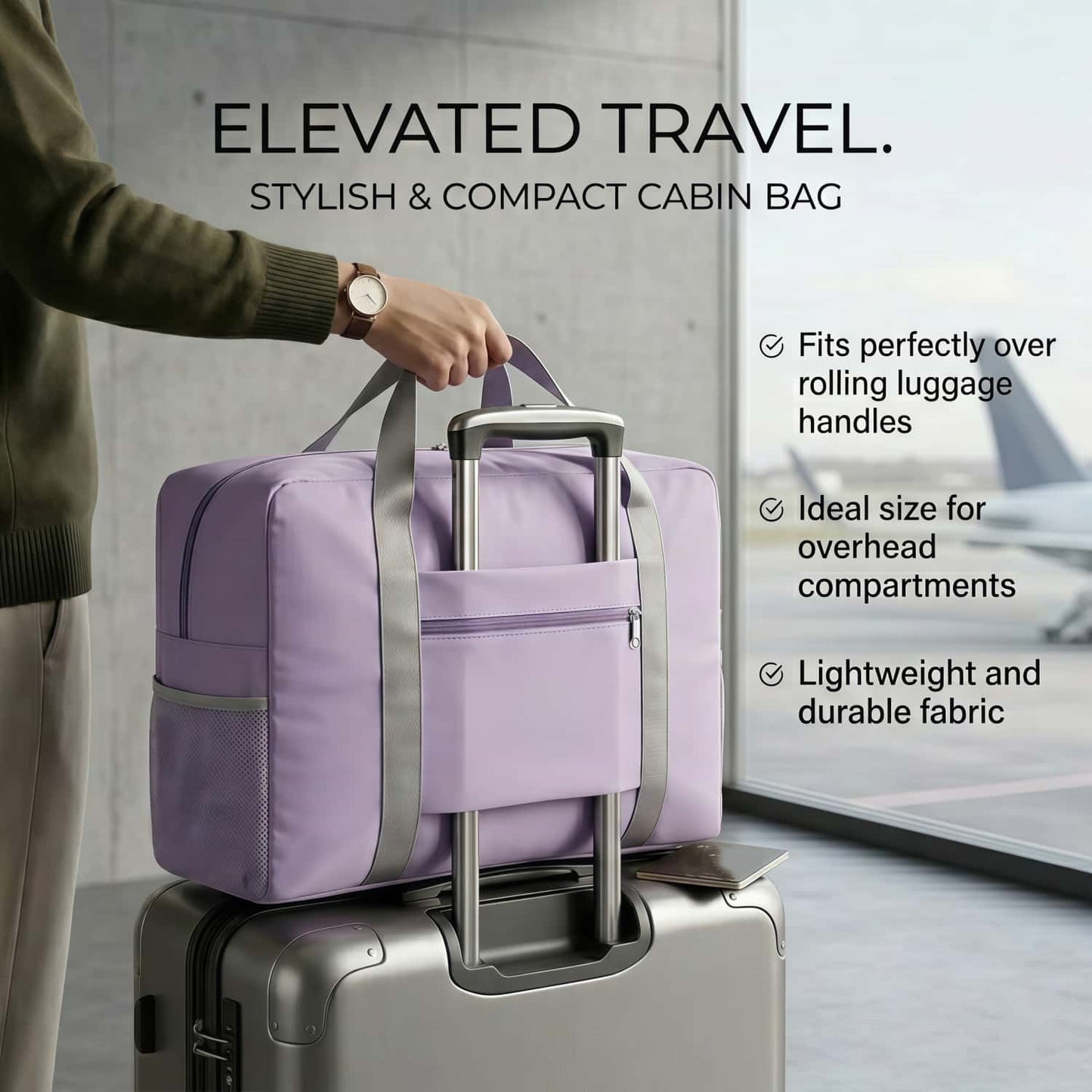 Water-Resistant Foldable Travel Duffel Bag - Carry-On Weekender Tote with Luggage Sleeve, 23L