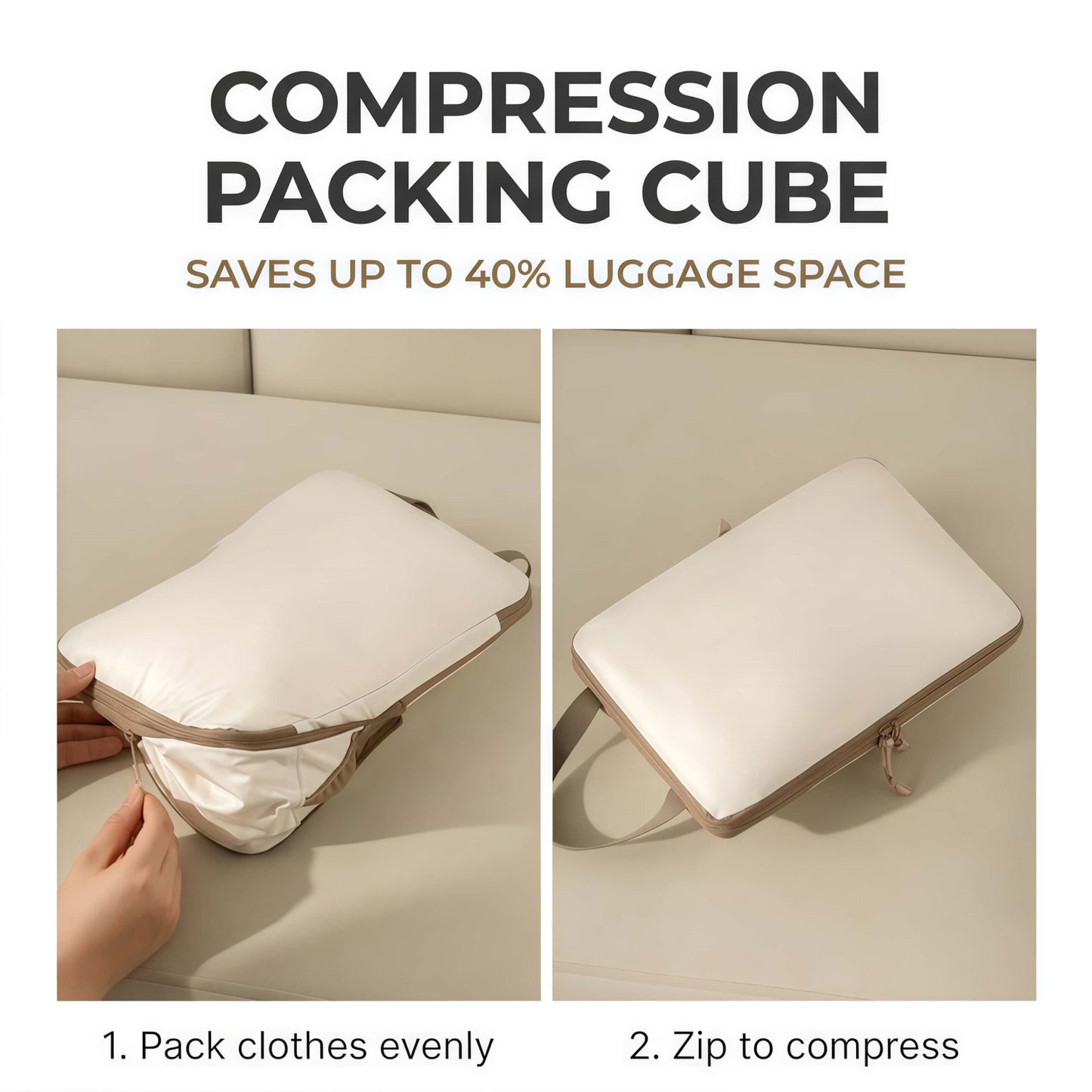 6-Piece Compression Packing Cubes Set for Travel Luggage - Water-Resistant Organizer Bags with Shoe and Cosmetic Pouch