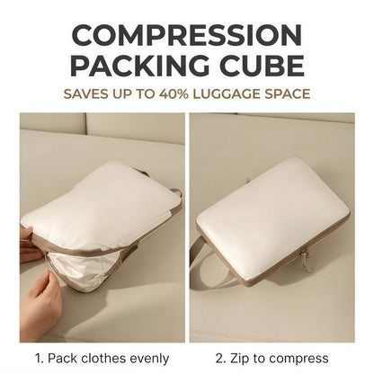 6-Piece Compression Packing Cubes Set for Travel Luggage - Water-Resistant Organizer Bags with Shoe and Cosmetic Pouch