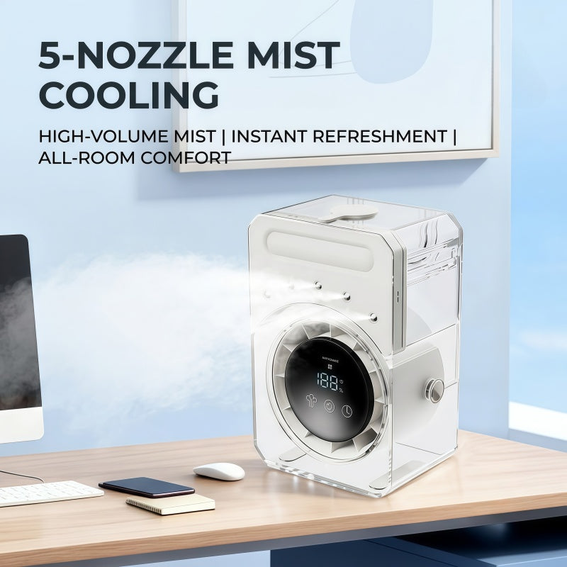 Portable Desktop Air Cooler & Humidifier – 500ml Top-Fill Tank, 100 Speed Stepless Adjustment