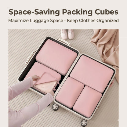 Premium Expandable Compression Packing Cubes Set, Dual-Compartment Travel Luggage Organizers