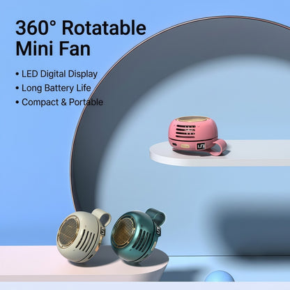 Portable Clip-on Fan, 5-Speed Hands-Free Wearable Mini Waist Fan with Digital LED Display & 360° Adjustable Airflow