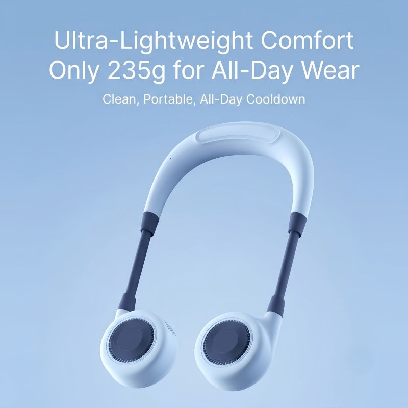 Portable Bladeless Neck Fan – Hands-Free Rechargeable Wearable Personal Fan with 360° Surround Cooling & 3 Speed Settings