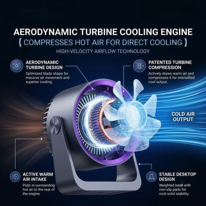 2-in-1 Turbo Desk & Wall Mount Personal Cooling Fan – Smart LED Display, 100 Speed Settings & 180° Vertical Tilt