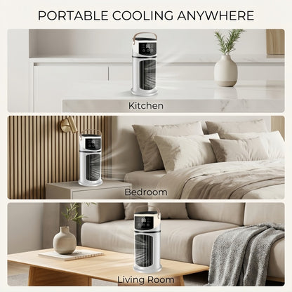 Portable Evaporative Air Cooler & Cool Mist Humidifier – Desk Tower Fan with 9 Speeds, Smart Touch Control & Night Light
