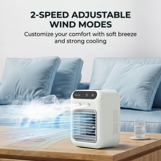 Portable Misting Desk Fan, 500ml Evaporative Air Cooler with Smart Touch Screen & 2 Speeds