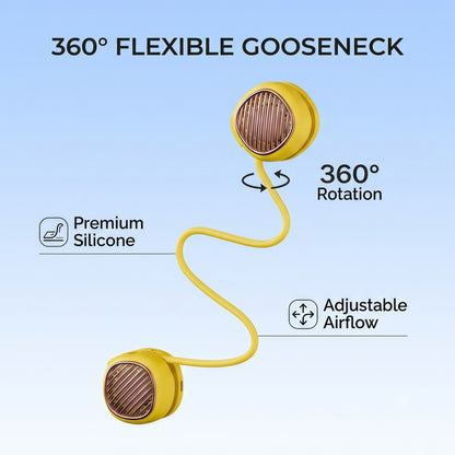 Portable Neck Fan, Hands-Free Wearable Bladeless Fan with 5 Speeds, LED Display & 360° Flexible Gooseneck – Rechargeable USB-C Personal Fan for Outdoor, Sports & Travel