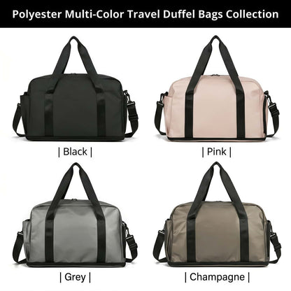Expandable Travel Duffel Bag with Shoe Compartment and Wet Pocket - Water-Resistant Weekender Gym Bag
