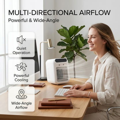 Portable Misting Desk Fan, 500ml Evaporative Air Cooler with Smart Touch Screen & 2 Speeds