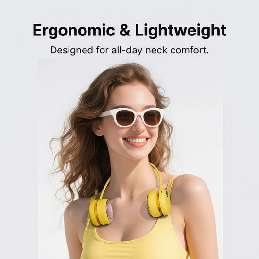 Portable Neck Fan, Hands-Free Wearable Bladeless Fan with 5 Speeds, LED Display & 360° Flexible Gooseneck – Rechargeable USB-C Personal Fan for Outdoor, Sports & Travel