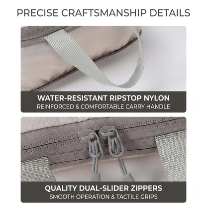 4-Piece Compression Packing Cube Set, Water-Resistant Travel Luggage Organizers - Khaki