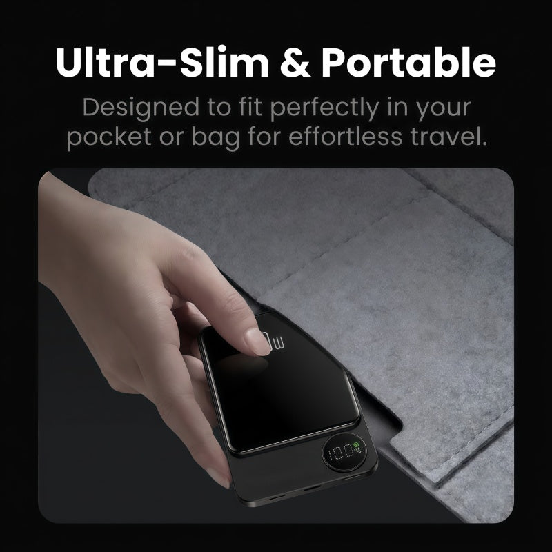 Ultra-Slim Magnetic Wireless Power Bank 15W Fast Charging PD 20W with Smart LED Display & Dual Input/Output Ports