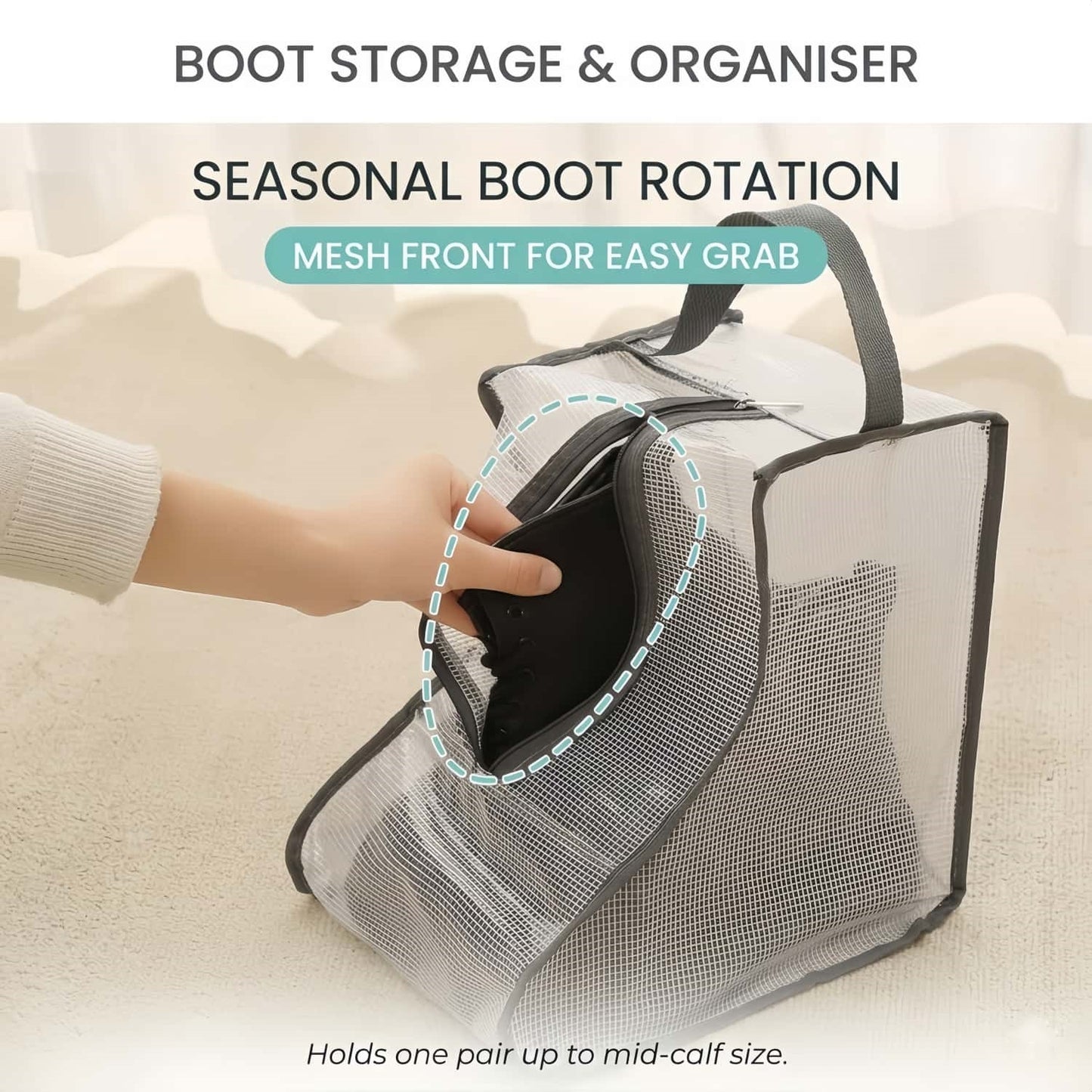 Translucent Mesh Shoe & Boot Storage Bags - Dust-Proof Closet Organizer with Zipper