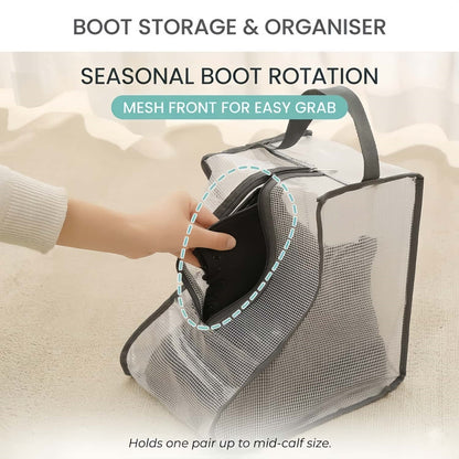 Translucent Mesh Shoe & Boot Storage Bags - Dust-Proof Closet Organizer with Zipper
