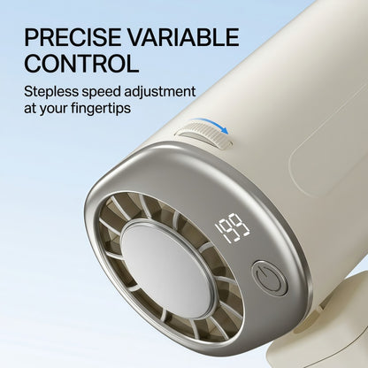 Portable Waist Clip Fan, 199-Speed Turbocharged Personal Cooling Fan with Digital Display & Lanyard