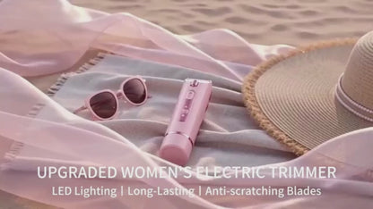 2-in-1 Women's Electric Hair Remover Kit - Waterproof Trimmer & Rotary Shaver with LED Battery Display and Ceramic Blades, Pink