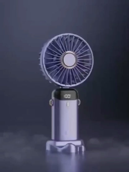 Portable Handheld Fan – 10000mAh USB-C Rechargeable Mini Fan with Smart LED Display, 5 Speeds, 90° Foldable Neck & Aroma Diffuser