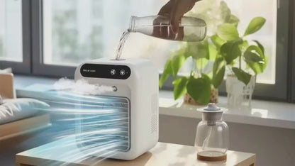 Portable Misting Desk Fan, 500ml Evaporative Air Cooler with Smart Touch Screen & 2 Speeds
